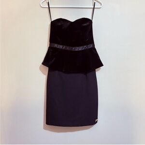 Joymiss Black Velvet Peplum Strapless Party  Dress w Sweetheart Neckline